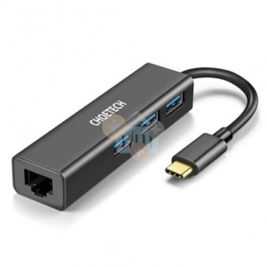 Adapteris CHOETECH USB Type-C - 1x RJ-45, 3x USB Type-A