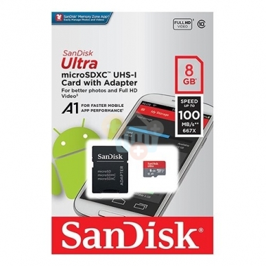 Atminties kortelė Sandisk ULTRA PLUS microSDXC 8GB UHS-I