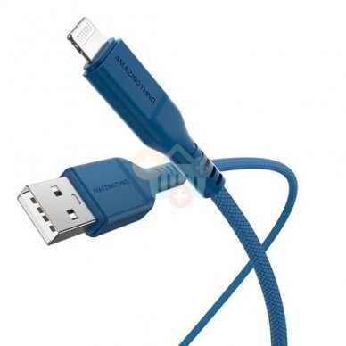 Premium kabelis USB Type-A - Lightning, PD30W (mėlynas, 1.1m)