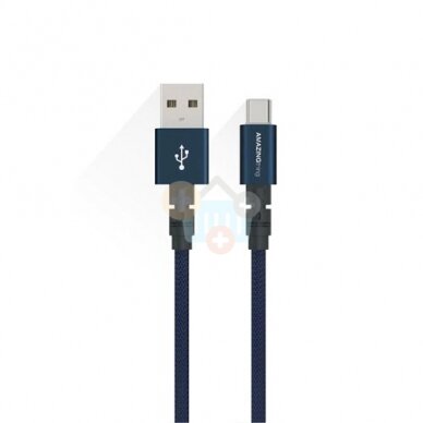 Premium kabelis USB - Type C (mėlynas, 1.1m)