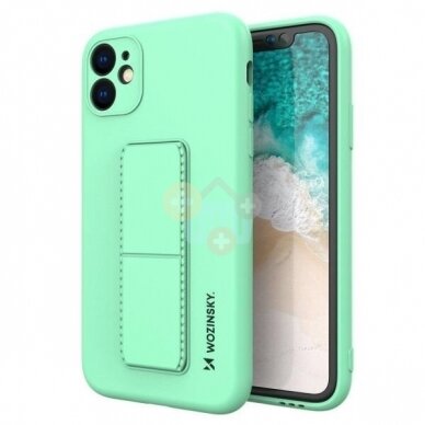 Samsung Galaxy A12 silikoninis dėklas Wozinsky Kickstand Case (mėta) +++ TOP Funkcionalumas