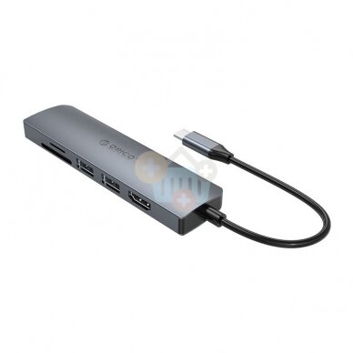 USB šakotuvas ORICO 6 in 1: HDMI, USB 3.0, PD 3.0, TF/ SD +++ TOP Mobilumas